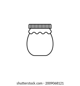 ar of honey or glass jar, outline vector