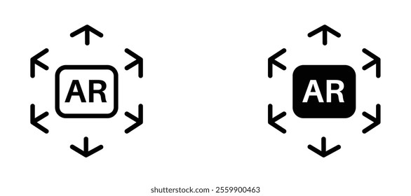 AR Icon set in black color for ui designs