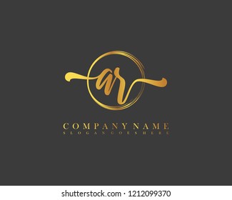 AR initial handwriting logo circle template vector