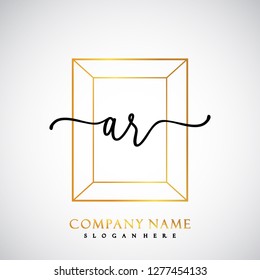 AR Initial Handwriting logo template vector
