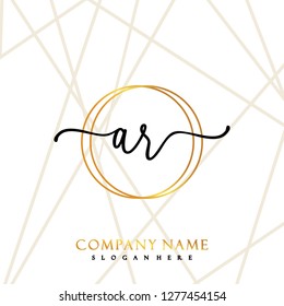 AR Initial Handwriting logo template vector