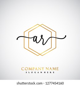 AR Initial Handwriting logo template vector