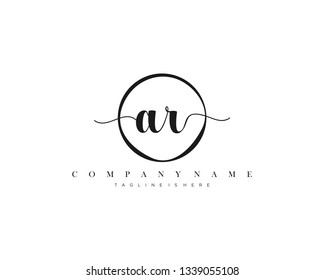 AR initial handwriting logo template vector