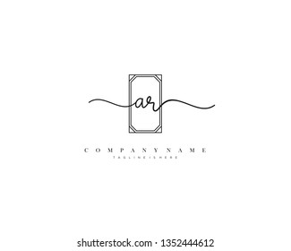 AR initial handwriting logo template vector