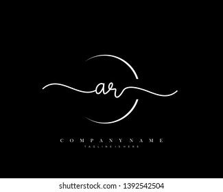 AR initial handwriting logo template vector