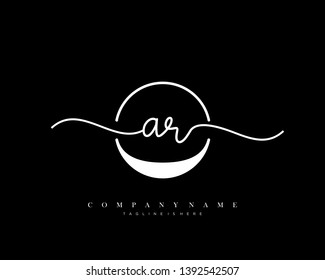 AR initial handwriting logo template vector