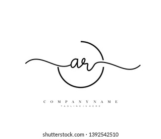 AR initial handwriting logo template vector