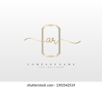 AR initial handwriting logo template vector