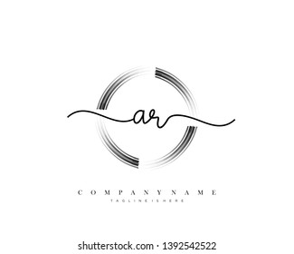 AR initial handwriting logo template vector