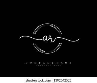 AR initial handwriting logo template vector
