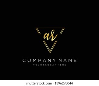 AR Initial handwriting logo template vector.