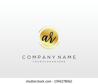 AR Initial handwriting logo template vector.