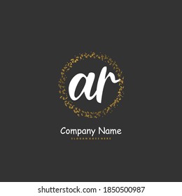 AR Initial handwriting and signature logo design with circle. Beautiful design handwritten logo for fashion, team, wedding, luxury logo.