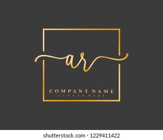AR Initial handwriting square minimalist logo vector