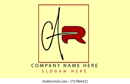 AR in initial Letter Logo style with Creative Modern Trendy Typography with black and red colors.