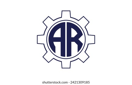 AR Anfangsbuchstaben mechanischen Kreis Logo Design Vektorvorlage. Industrie, Ingenieurwesen, Wartung, Wortmarke, Briefmarke, Monogramm, Baugewerbe, Wirtschaft, Unternehmen, Unternehmen, Handel, Geometrie