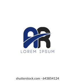 ar initial letter uppercase logo blue and black