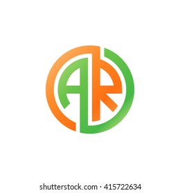 AR initial letters linked circle logo orange green