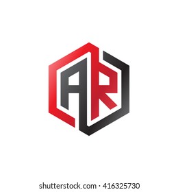 AR initial letters loop linked hexagon logo red black