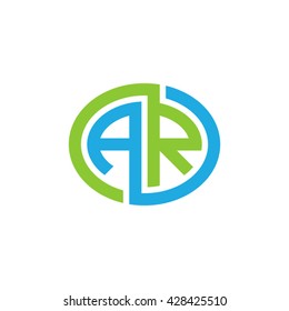 AR initial letters looping linked ellipse logo green blue