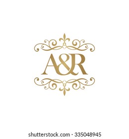 A&R Initial logo. Ornament ampersand monogram logo gold