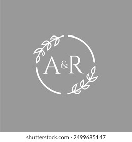 AR initial monogram decoration for wedding logo with creative leaf line