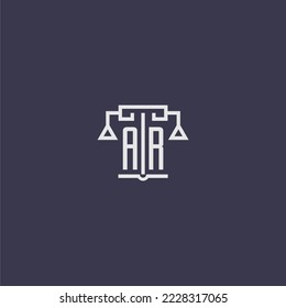 AR initial monogram for lawfirm logo with scales vector image