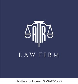 AR initial monogram for lawfirm logo with scales vector image