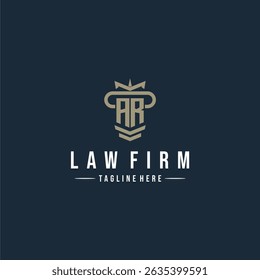 AR initial monogram logo law firm with pillar design
