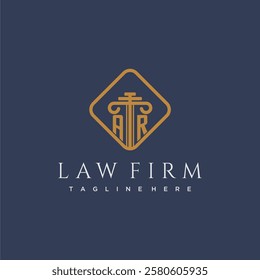 AR initial monogram logo for lawfirm with pillar in creative square design