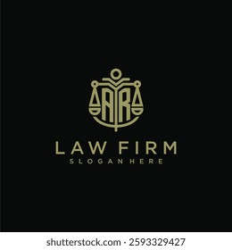 AR initial monogram logo for lawfirm with scale vector design