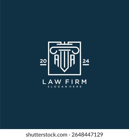 AR initial monogram logo for lawfirm with pillar design in creative square