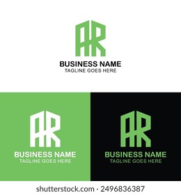 AR initial monogram logo real estate with building style design vector