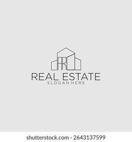 AR initial monogram logo for real estate with luxury building style