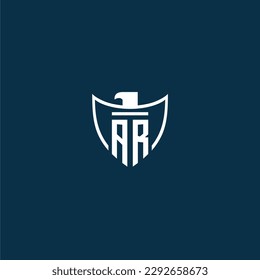 AR initial monogram logo for shield with eagle image vector design