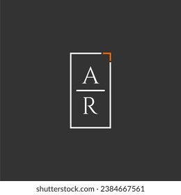 AR initial monogram logo for technology with square style design