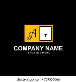 Ar initial monogram logo,with black background 