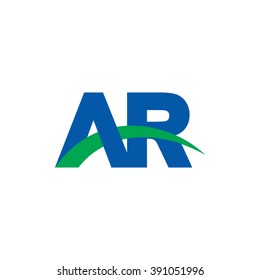 AR initial overlapping swoosh letter logo blue green