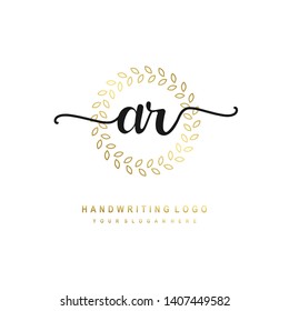 AR initial signature logo. handwriting logo template vector,