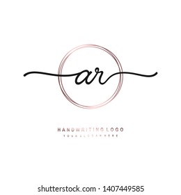AR initial signature logo. handwriting logo template vector,