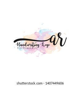 AR initial signature logo. handwriting logo template vector,