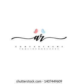 AR initial signature logo. handwriting logo template vector,