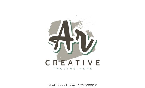 AR Initials, handwriting logo vector