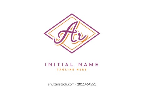 AR Initials, handwriting logo vector
