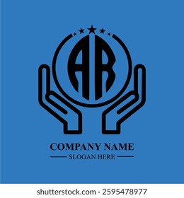 AR initials held within hands, symbolizing trust and protection. The circle represents unity, while stars highlight excellence and ambition.