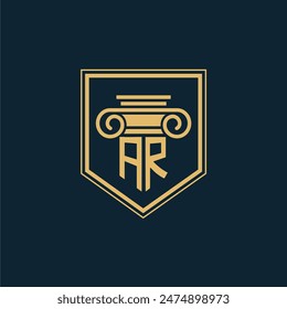 AR Initials Law Firm Logo Lawyer logo with creative law element