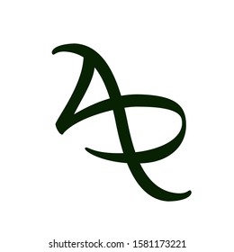 AR - isolated monogram, calligraphic logo template. Creative vector logo design. White background.