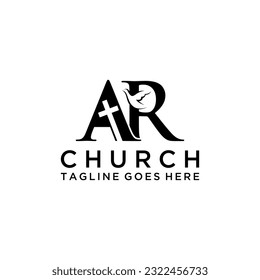 AR letter Christian or church logo design.