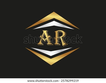 AR Letter company nARe vector logo design ,AR logo design icon, 
AR letter abstract golden and silver gradient logo design.