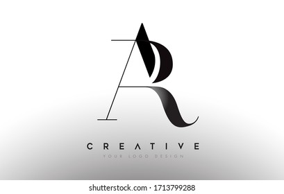 AR ar letter design logo logotype icon concept with serif font and classic elegant style look vector illustration.